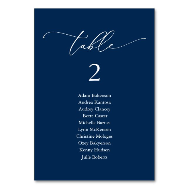 Bröllop Middag, modernt gästdiagram Bordsnummer (Framsidan)