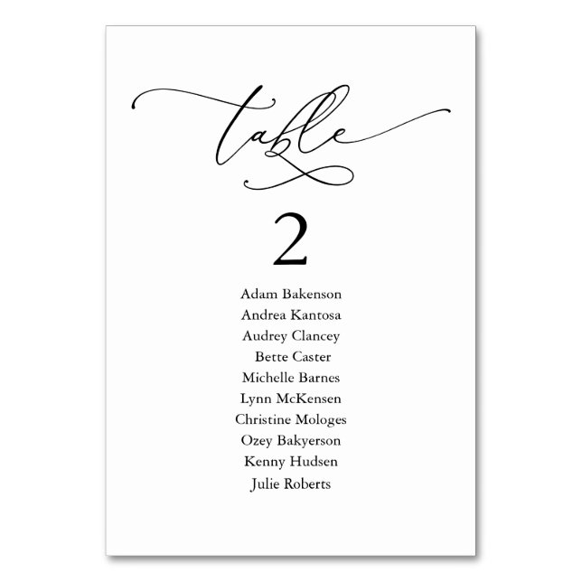 Bröllop Middag, modernt gästsittdiagram och Bordsnummer (Framsidan)