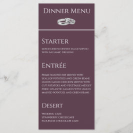 Bröllop Middag och Drink Menu-Vin och White- Meny