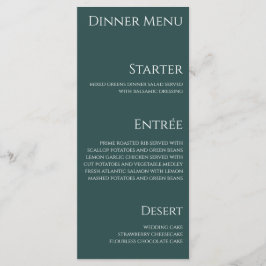 Bröllop Middag och Pub Menu-Blue och White- Meny