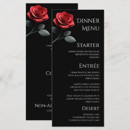 Bröllop Middag och Pub Menu-Single Röd ros Meny