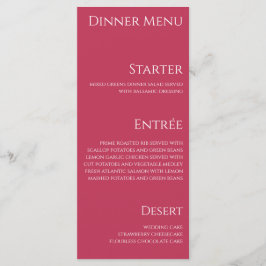 Bröllop Middag och Pub Menu-Viva Magenta- Meny