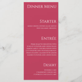 Bröllop Middag och Pub Menu-Viva Magenta- Meny