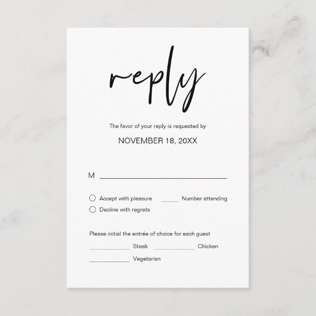 Bröllop Middag OSA, med måltidshölje C Tilläggskort (Framsida)