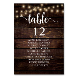 Bröllop Middag, Rustic Guests sittdiagram Bordsnummer