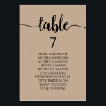 Bröllop Middag, Rustic Guests sittdiagram Bordsnummer<br><div class="desc">Bord-diagramkortet för gästgästgäster i bröllop,  Modern Rustic-skript,  Brun Kraft-bakgrund Anpassa texten och/eller ta bort och fylla i med bröllopsfestens tema.</div>