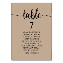 Bröllop Middag, Rustic Guests sittdiagram Bordsnummer