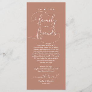 Bröllop-middag, Ställe-tack-kort Program