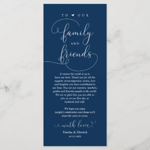 Bröllop-middag, Ställe-tack-kort Program