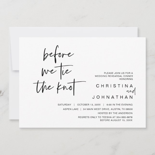 Bröllop-middagen, innan vi tippar ihop knuten inbjudningar (Framsida)