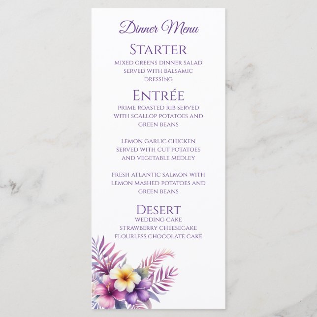 Bröllop Middagen och Pub Menu-Island Romantik Meny (Framsida)