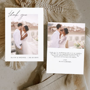 Bröllop-minialistiskt foto tackkort