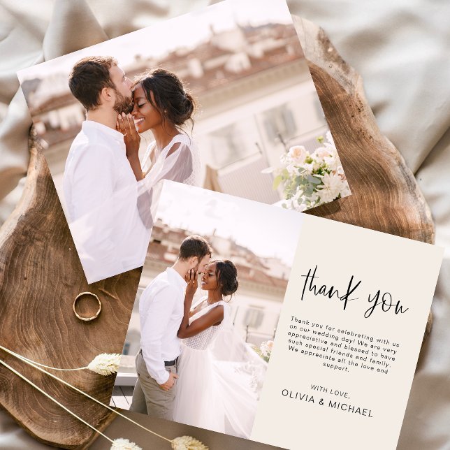 Bröllop-minialistiskt foto tackkort (Skapare uppladdad)