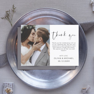 Bröllop-minialistiskt foto tackkort flygblad