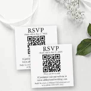 Bröllop Minimalist Enkel Fyrkantig QR RSVP Tilläggskort