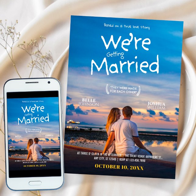 Bröllop Minimalistfilm poster foto Inbjudningar (Skapare uppladdad)