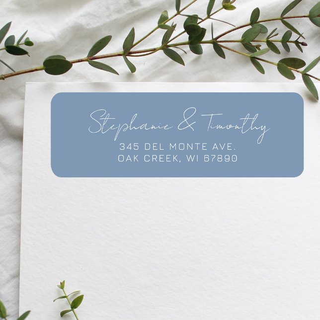 Bröllop minimalistisk Dusty Blue-Returadress Returadress Etikett (Effortlessly manage wedding correspondence with our simple return labels, ensuring seamless mailing.)