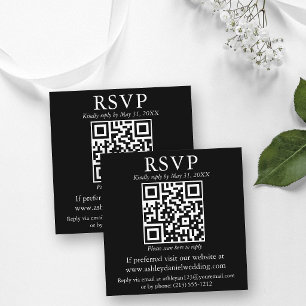 Bröllop Minimalistisk Enkel Fyrkantig QR Svart RSV Tilläggskort