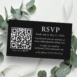 Bröllop minimalistisk enkel QR Black OSA Tilläggskort