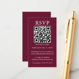 Bröllop minimalistisk enkel QR OSA Burgundy Tilläggskort