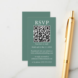 Bröllop minimalistisk enkel QR OSA Eucalyptus Grön Tilläggskort