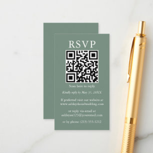 Bröllop minimalistisk enkel QR OSA Sage Grönt Tilläggskort