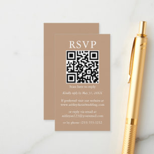 Bröllop minimalistisk enkel QR-OSA-taupe Tilläggskort
