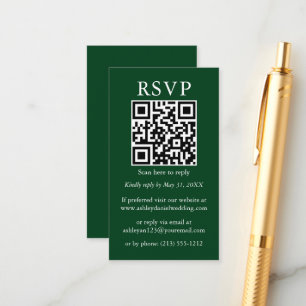 Bröllop minimalistisk Grönt för enkel QR-OSA Tilläggskort