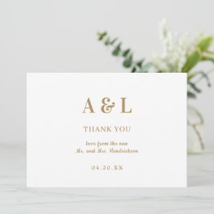 Bröllop minimalistisk Monogram White Guld Tack Kort