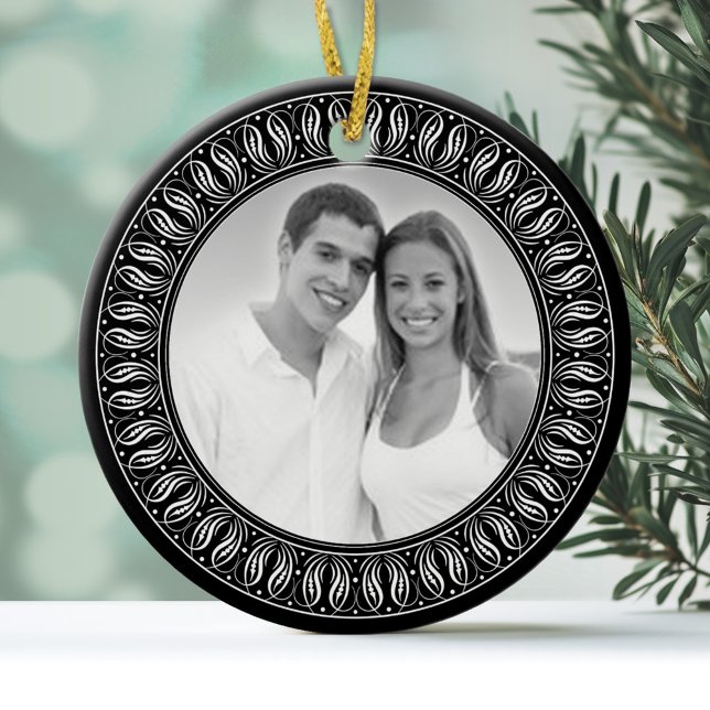 Bröllop-minnesminnesfotot Julgransprydnad Keramik (Personalized Photo Ornament)