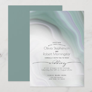BRÖLLOP Mjuk Misty Jade and Violet Marble Inbjudningar