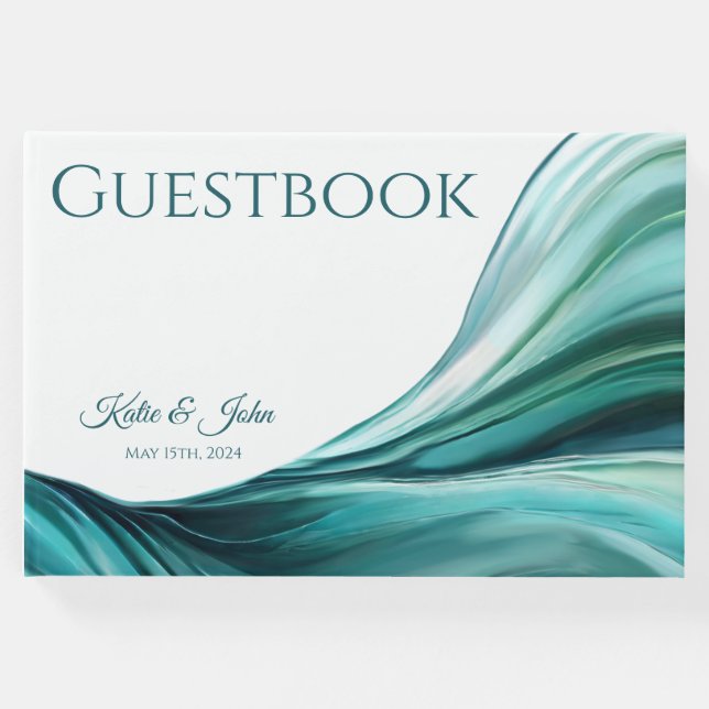 Bröllop Modern Abstrakt-Emerald Grönt- Gästböcker (Framsida)