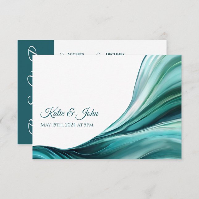 Bröllop Modern Abstrakt - Emerald Grönt- OSA Kort (Fram/baksida)