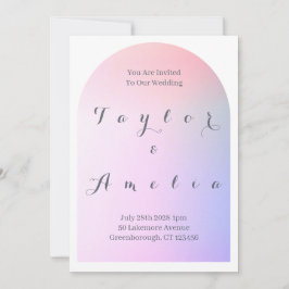 Bröllop Modern Boho Arch Rosa Lilac Ombre Inbjudningar