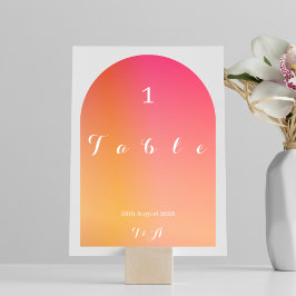 Bröllop Modern Boho Arch Sunset Ombre Bordsnummer