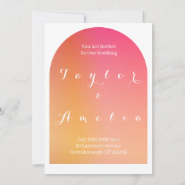 Bröllop Modern Boho Arch Sunset Ombre Inbjudningar