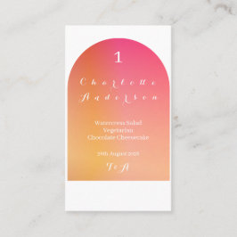 Bröllop Modern Boho Arch Sunset Ombre Namn Menu Placeringskort