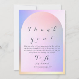 Bröllop Modern Boho Båge Rosa Ombre Tack Kort