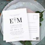 Bröllop Modern Chic för  av minimalistisk Elegant, Vykort<br><div class="desc">Består av sans serif- och serif-typografi. Allt mot en ren vit bakgrund. Dessa inslag är moderna,  enkla och chic. Detta är designat av White Papper Birch Co. exklusiv för Zazzle. Finns här: http://www.zazzle.com/store/whitepaperbirch</div>