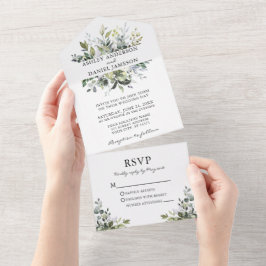 Bröllop Modern Elegant Watercolor Greenery