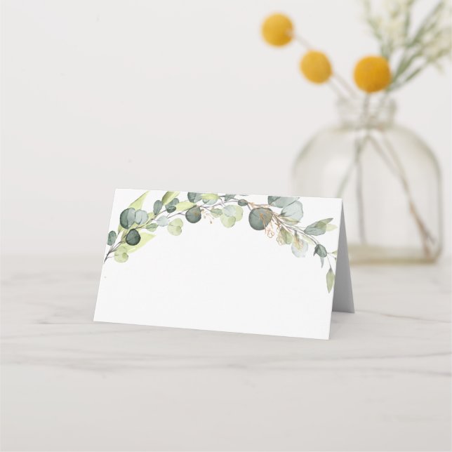 Bröllop Modern Eucalyptus Greenery Succulent Placeringskort (Framsida)