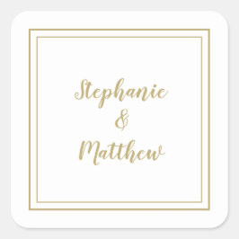 Bröllop Modern Favoriter Tack Guld Fyrkantigt Klistermärke