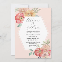 Bröllop Modern Flowers Snyggt Watercolor Blooms Inbjudningar