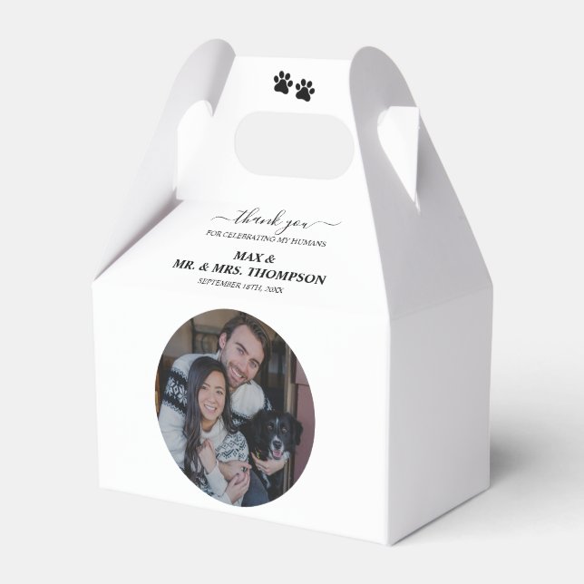 Bröllop Modern fotopar Pet Hund My Humans Presentaskar (Framsidan Sidan)