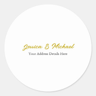 Bröllop Modern Guld Färg Elegant Plain Simple Runt Klistermärke
