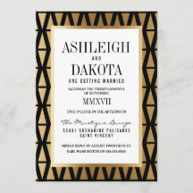 Bröllop | Modern Guld och svart geometri