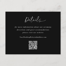 Bröllop Modern Handskrift Svarta Detaljer QR-kod Tilläggskort