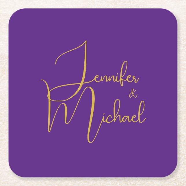 Bröllop Modern minimalistisk enklav Namn Underlägg Papper Kvadrat (Framsidan)