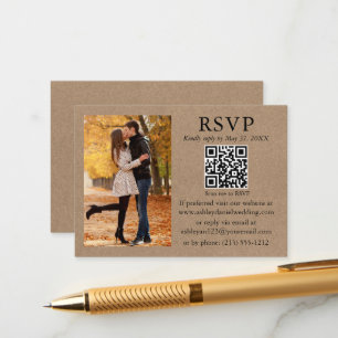 Bröllop Modern, minimalistisk OSA av foto Kraft QR Tilläggskort