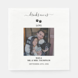 Bröllop Modern Photo Couple Pet Hund Drinks on US Pappersservett